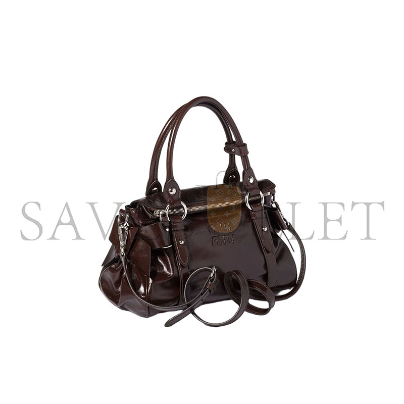 MIU MIU SHINY LEATHER TOP-HANDLE BAG 5BA327 (27*16*13cm)